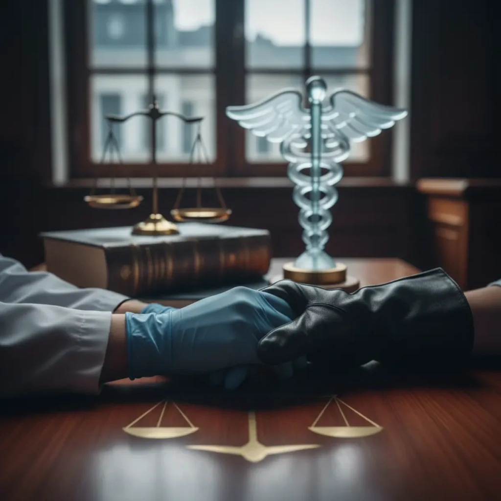 Sağlık hukuku dokümanları ve yasal semboller
