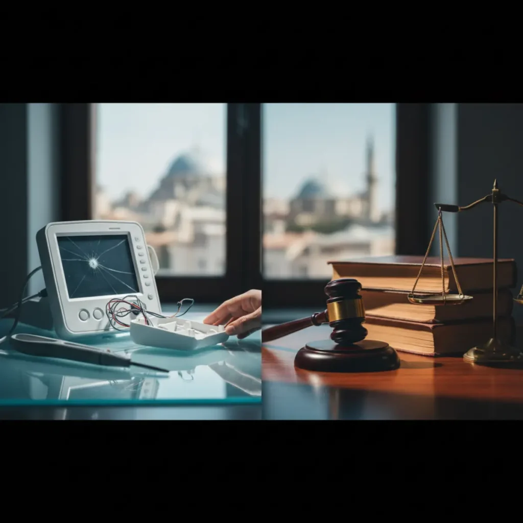 Tıbbi Cihaz Arızası Nedeniyle Oluşan Zararların Tazmini İzmir 9 Tıbbi cihaz arızası tazminat hukuku sembolü