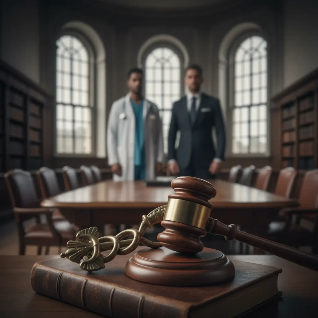 Sağlık hukuku doküman ve adalet terazisi
